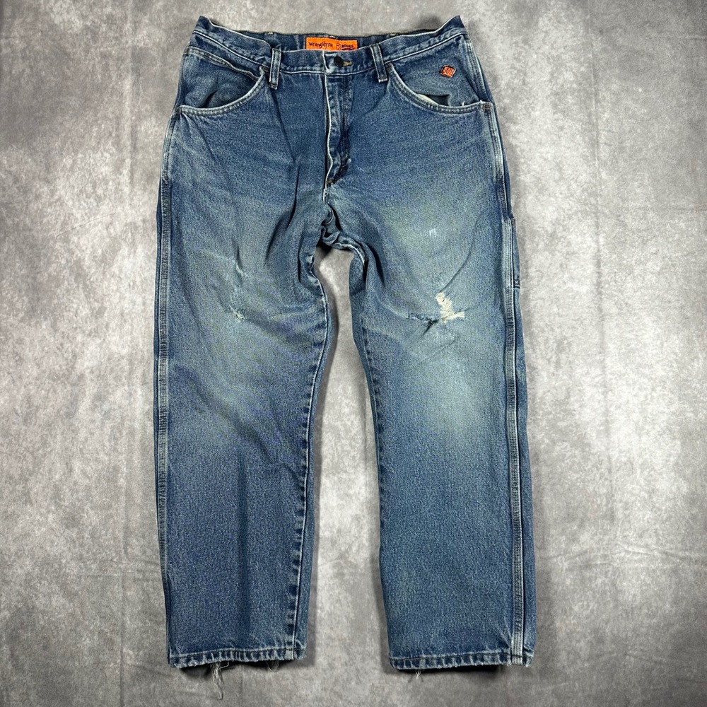 Wrangler FR Riggs Workwear Jeans Mens 35x30 Blue Flame Resistant Carpenter FRC